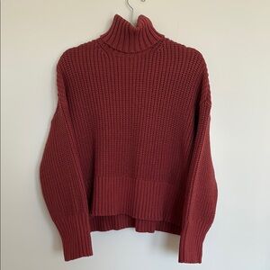 Madewell NWT Raspberry Cable Knit Turtleneck Sweater